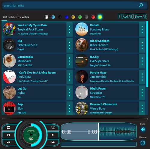 Customized audioplayer with all common functionalities and playlist manager
